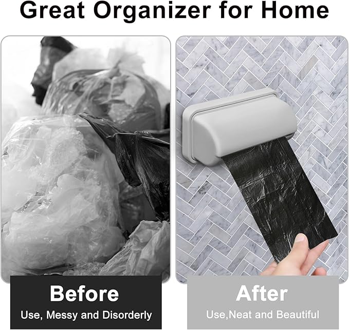 3 Pcs Fine Liner Trash Bag Holder Dispenser, Wall Mounted Plastic Bag Organizer with Trash Bags 100 Counts, Garbage Bag Holder Under Sink for Bottom of Can for Kitchen Cabinet