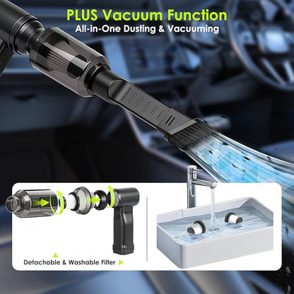 Electric Compressed Air Duster, 300,000RPM Cordless Air Blower for Dust Removal, Duster/Vacuum 2-in-1 with 10 Speeds, 20000mAh Rechargeable & 4 Nozzles Dust Blower for PC, Keyboard, Car, Outdoor