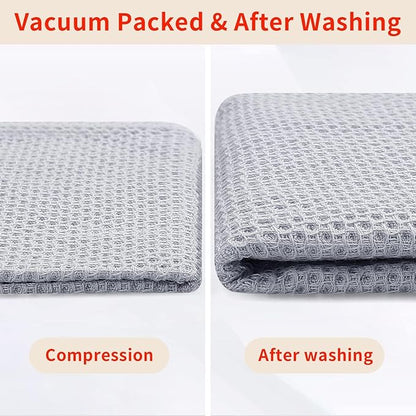 Homaxy 100% Cotton Waffle Weave Kitchen Dish Towels, Ultra Soft Absorbent Quick Drying Cleaning Towel, 13 x 28 Inches, 12-Pack, Light Gray