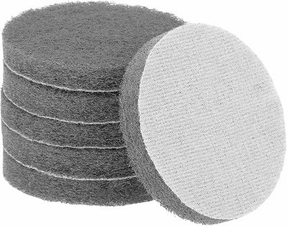 HARFINGTON 6pcs Scrubber Scouring Pads 800 Grits 3 Inch Drill Power Brush Hoop and Loop Surface Conditioning Disc Drill Scuffing Disc Scrub Pads for Home Kitchen Cleaning, Gray