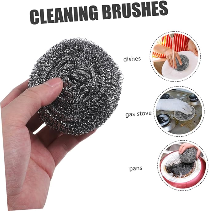 Ciieeo 8pcs Stainless Steel Balls for Dish Cleaning Scrubber Grill and Oven Cleaning Tool