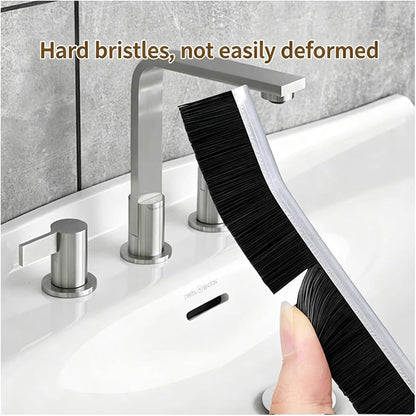 2 Pack Crevice Cleaning Brushes, Hard Bristle Gap Cleaner Brush for Bathroom, Kitchen, Window, Tile, Sink - Black & Milk(Two Black)