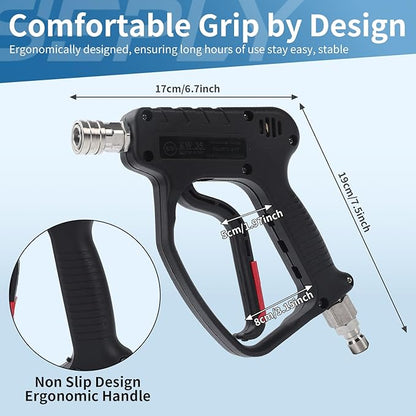 SEPLY Pressure Washer Short Gun, 5000 PSI/10.5 GPM High Power Washer Spray Gun with 3/8'' Swivel Quick and M22-14mm Connect for Foam Cannon Car Wash