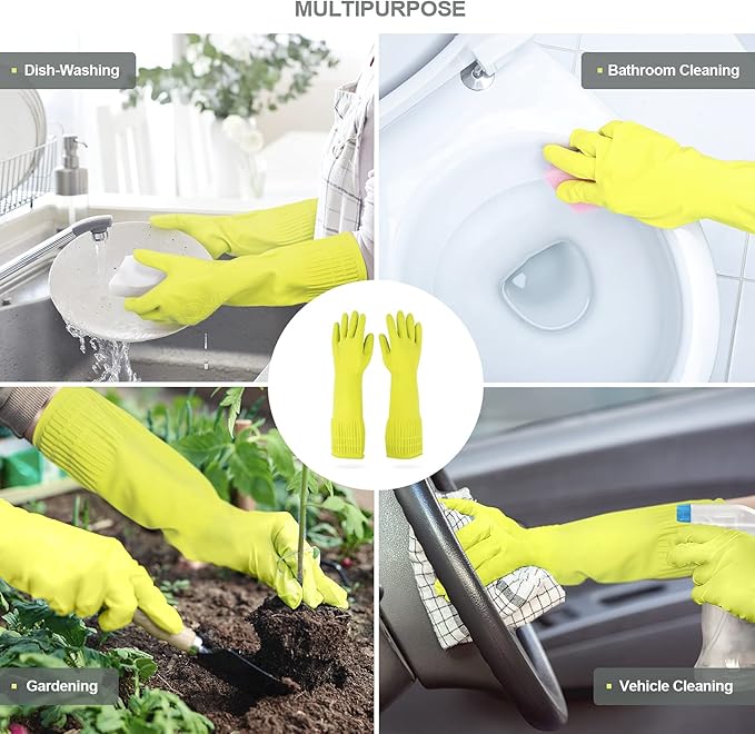 DABOGOSA MAMISON Reusable Household Dishwashing Cleaning Rubber Gloves, Non-Slip Kitchen Glove (1 Pair)