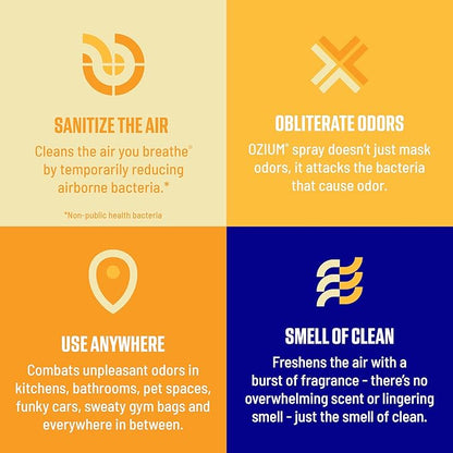 Ozium Air Sanitizer Spray - Room Odor Eliminator for Home, Car, and Office - Citrus - 8 oz Can - 6 Pack