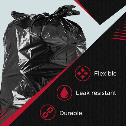 Tasker 65 Gallon Trash Bags Heavy Duty | 50 Count with Ties | Extra Large 64 Gallon Trash Bags for Toter | Garbage Bag 65 Gallon Trash Can Liners