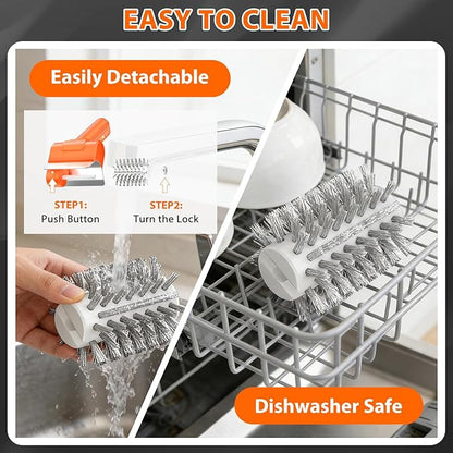 Electric Grill Brush - BBQ Grill Cleaning Tools with 800 RPM Brush Head,3000mAh Battery and 304 Stainless Steel Bristles, Cordless Rechargeable Grill Cleaner for Outdoor (Orange)