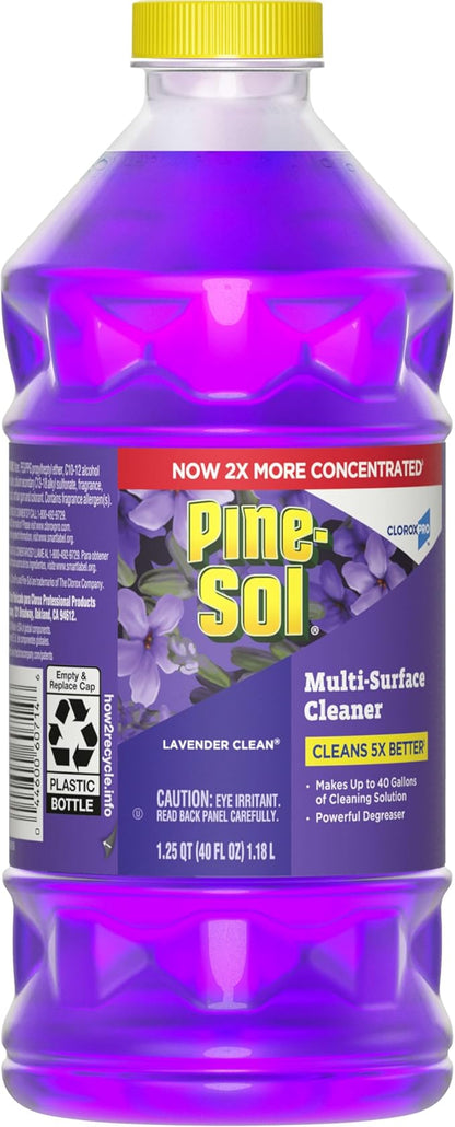 Pine-Sol Multi-Surface Cleaner, CloroxPro, 2x Concentrated Formula, All-Purpose Cleaner, Lavender Clean, 40 Fluid Ounces (Pack of 2)