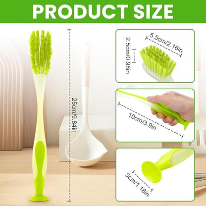 Boao 10 Pieces Long Dish Brush with Handle Assorted Color Dishwashing Brush with Suction Cup Multipurpose Cleaning Tool for Kitchen, Toilet, Etc