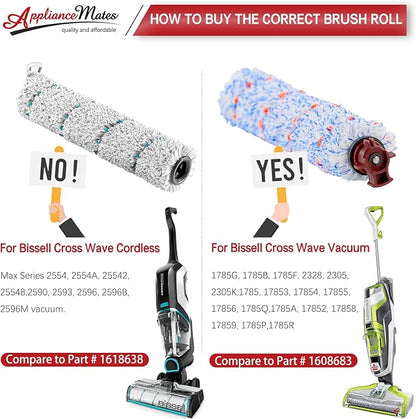 Cross Wave Replacement for Bissell CrossWave Pet Pro 1785 2306 Series Vacuum Cleaner, 3 Pack 1868 Multi-Surface Brush Rolls + 3 Pack 1866 Vacuum Filters, Compare to Part 1608684, 1608683, 160-8683