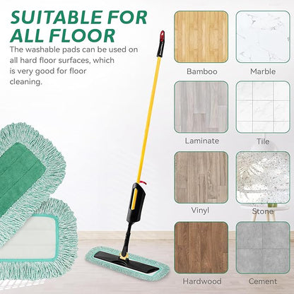 Dust Mop Pads for Rubbermaid Commercial Microfiber Dust Mop - 18 inch Mop Head Replacement with Fringe - Reusable Wet & Dry Cleaning Flat Mop System 18" 17" Refill for Multi-Surface Floor - 8 Pack