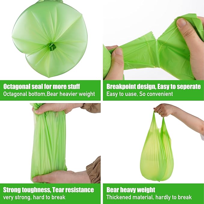 5 Gallon Compostable Handle Trash Bags Compost Food Scrap Waste Bags with US BPI ASTM D6400 and Europe OK Compost Home Certified Christmas Gift 50 Couts