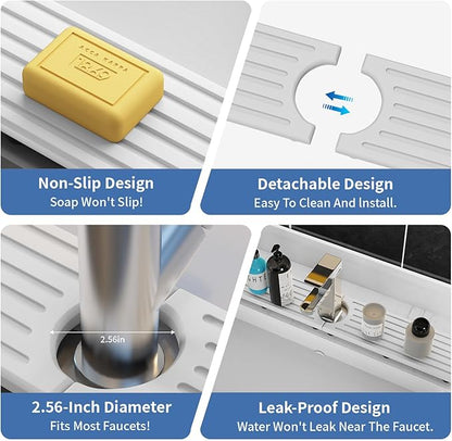 Stone Faucet Mat for Kitchen Sink, Water Absorbing Sink Water Splash Guard, Fast-Drying Kitchen Sink Faucet Mat, Durable Protector and Stone Drying Mat for Kitchen Counter Bathroom Sink