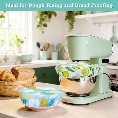2 Large Reusable Beeswax Bowl Covers for Bread Proofing, 10/12 Inch Elastic Beeswax Wraps Cotton Cloth Sourdough Bowl Covers for Proofing Baskets, Mixer Bowls, Food Storage Containers