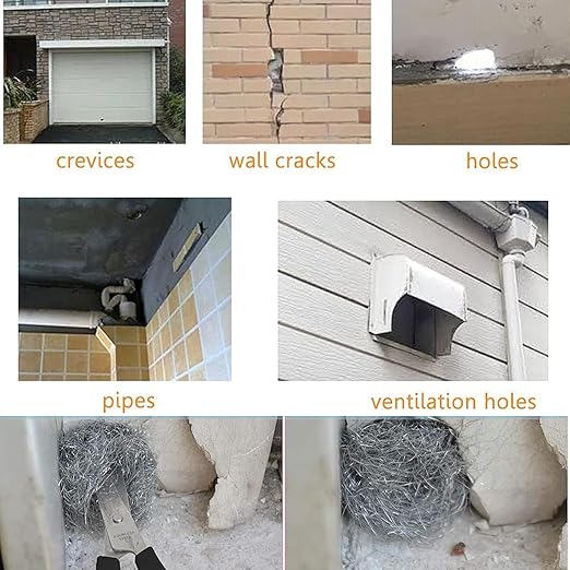 Steel Wool Mice Control Pads & Barrier Kit - Gap Blocker Fill Fabric for Holes & Vents - 4 Pack