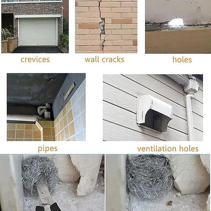Steel Wool Mice Control Pads & Barrier Kit - Gap Blocker Fill Fabric for Holes & Vents - 4 Pack