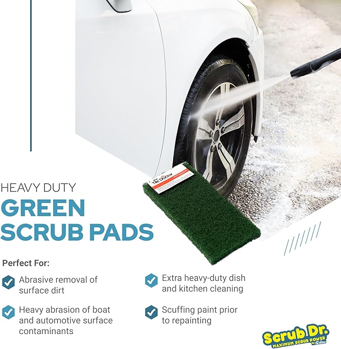 The Tile Doctor Multipurpose Scrub Pad - Ideal for Bathroom, Kitchen & Floor Cleaning - Non-Scratch Dish Sponge & Shower Scrubber - Commercial Grade - (Green - Heavy Duty, 6 Pack)
