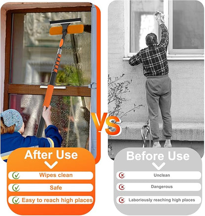 LAANPOLE 30FT High Reach Duster Cleaning Kit with Extension Pole, High Ceiling Fan Cleaner Duster Tool for Fan Blades, Window Washing Kit with Microfiber Feather Duster & Window Squeegee
