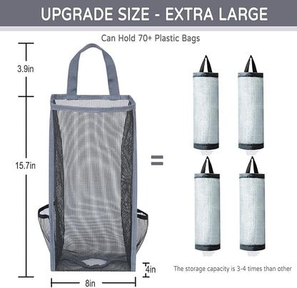 Plastic Bag Holder, Large Capacity Grocery Bag Holder, Breathable Mesh Plastic Bag Holders for Grocery Bags Storage, Lightweight Trash Bag Holder Dispenser Organizer (Dark Grey), LCBH007