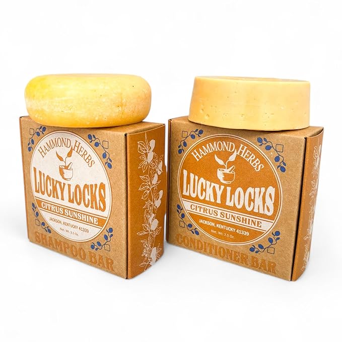 Lucky Locks | Pick Your Scent | Natural Shampoo & Conditioner Bar Set | Zero Waste Hair Care | Sulfate Free (Citrus Sunshine)