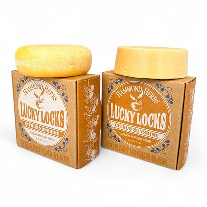 Lucky Locks | Pick Your Scent | Natural Shampoo & Conditioner Bar Set | Zero Waste Hair Care | Sulfate Free (Citrus Sunshine)
