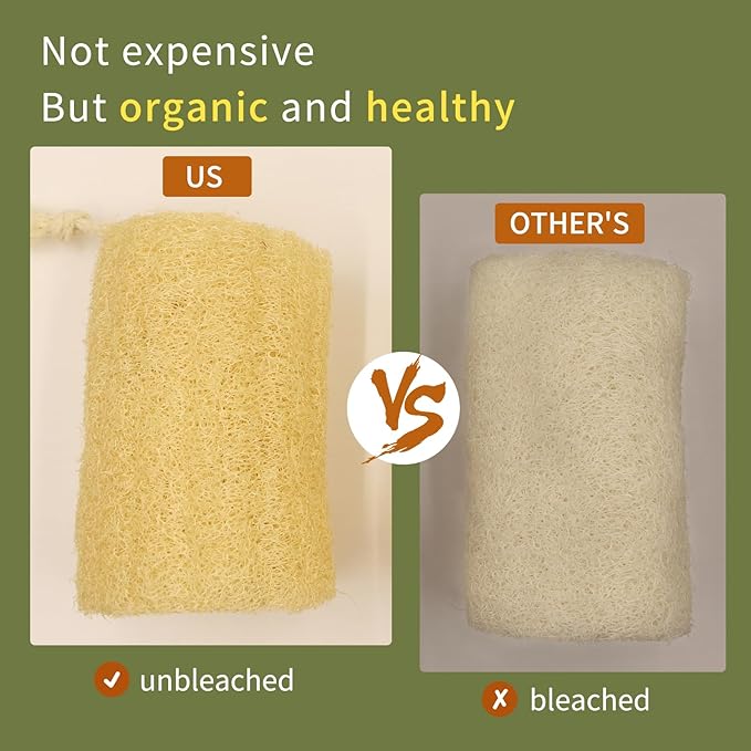 4.7" Natural Loofah Exfoliating Body Scrubber(4Pack),Real Luffa Sponge for Women and Men in Shower