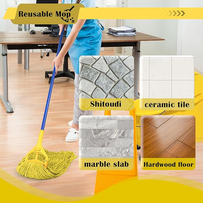 4 Pack Heavy Duty Commercial Mop Head Replacement,Commercial String Mop Head，Loop-End Mop Head Replacement,Cotton Washable Industrial Mop Head,Wet Cleaning Mop Head for Home,Industrial and Commercial