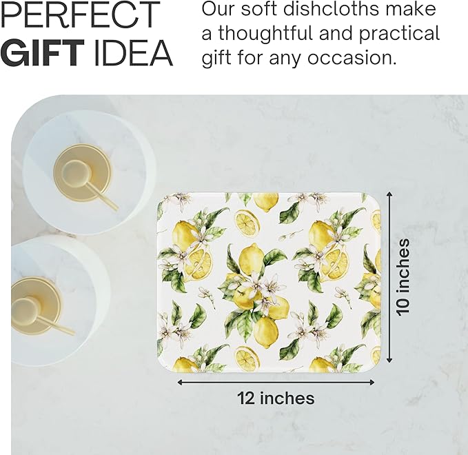 Reusable Paper Towels (12"x10”) - Soft Absorbent 100% Washable Paper Towels - Reusable Paper Towels Washable w/Cardboard Roll - Reusable Napkins (Vintage Lemons, 12x10inch)