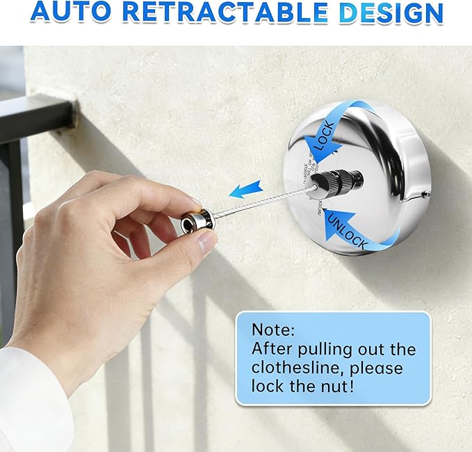 Retractable Clotheslines SUS304 Clothes Dryer with Adjustable Rope Shower Clothes Line