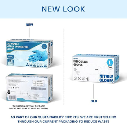 Medguy Medical Blue Nitrile Disposable Exam Gloves, 4.5 Mil 100 Pcs Powder-Free Latex-Free Food-Safe for Lab Cooking Cleaning