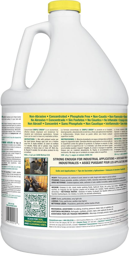 Simple Green Industrial Cleaner and Degreaser Lemon Scent, 1 Gal (Pack of 4)