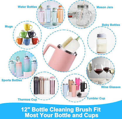 XANGNIER 5 in 1 Bottle Cleaning Brush Set,Multifunctional Water Bottle Brush and Straw Cleaner Brush,Cleaning Tool Kit for Owala/Stanley/Yeti/Simple Modern Tumbler Cup Accessories,Kitchen Gadgets