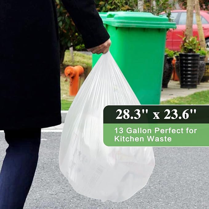 Toplive 13 Gallon Trash Bag 45 Count Garbage Bag 2 Mil Thickness Degradable Unscented Trash Bags Wastebasket Bin Liners for Home Outdoor Garden Canteen Kitchen Trash Can (3 Rolls