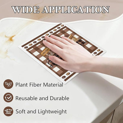 5 Pack Mixed Farmhouse Coffee Bar Kitchen Dishcloths Dish Towel, Dish Towels for Kitchen, Swedish Dishcloth Coffee Bar Decor, Paper Towels Reusable, Dish Cloth Towel Cleaning for Home