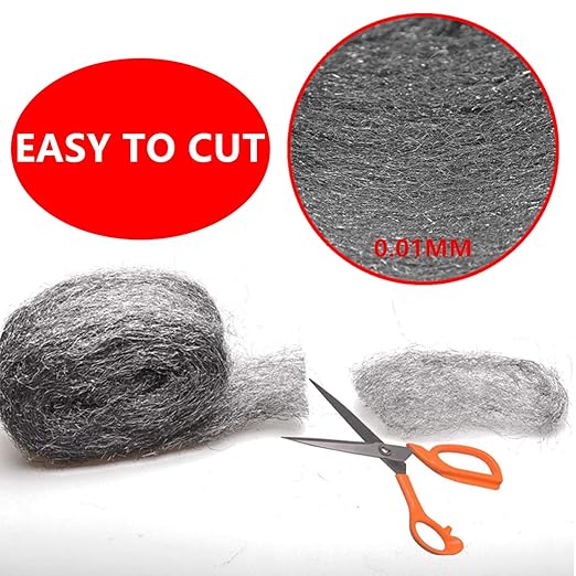 2 Pack 3" x16 Ft Steel Wool Roll, antfees Steel Wool Fill Fabric Roll, Coarse Wire Wool Hardware Cloth DIY Kit, Gap Blocker for Holes Wall Cracks Vents in Garden House Garage