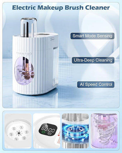 CloudValley Electric Makeup Brush Cleaner Machine, Automatic Fast Deep Clean & Dryer, Low Noise Portable Beauty Brush Cleaning Tool, Daily Easy Use for Makeup Lovers & Professional Makeup Artists