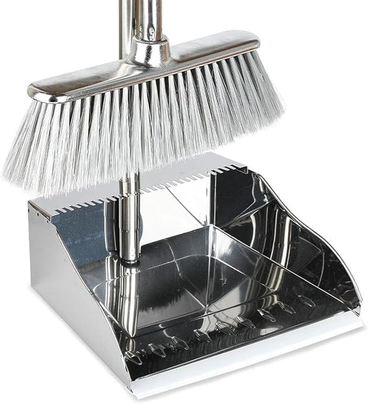 Indoor Soft Bristles Broom and Dustpan Angle Sweeping Dustpan and Broom with Long Handle for Kitchen Hardwood Floor Cleaning
