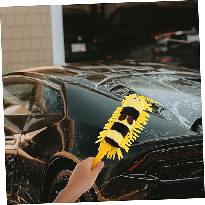 Cartoon Chenille Car Wash Brush with Long Handle Versatile Microfiber Duster for Vehicle Cleaning and Household Use Cute Animal Design for Efficient Dust Removal