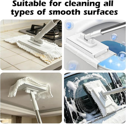 Mini Sweeper Mop,Masthome Reusable Clamp Mop with Short Stainless Steel Handle,1 Second Installation,Flat Dust Mops for House Wall,Bathroom, Windows, Corners, Includes 1 Sweeping Cloth