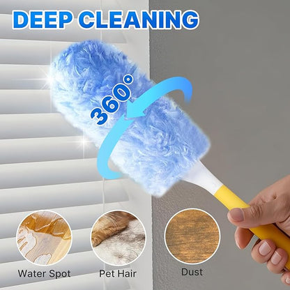 Duster Refill for Swiffer Duster, 30 Count Heavy Duty Duster Refills with 1 Handle, 360 Dusters Refills Kit with 4X Microfibers, Disposable Dusters for Swiffer Duster Extended Handle for Cleaning