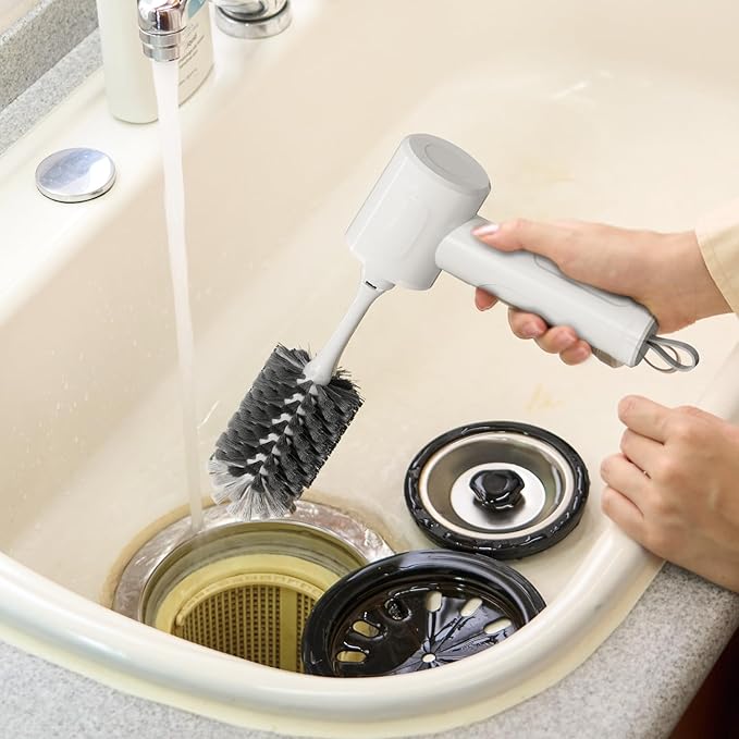 Electric Spin Scrubber - Cordless Handheld Cleaning Brush with 2 Speeds & 4 Brush Heads, Rechargeable 1500mAh Battery for Kitchen Sink, Bathroom Tile, Stovetop, Glass, Car Detailing