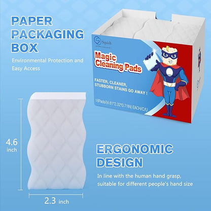Squish Magic Eraser Sponge, 18 Pack Cleaning Pads for Walls, Oven, Kitchen, and Shoe Cleaner With Melamine Foam, Universal Cleaner