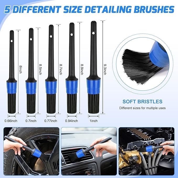 Nilight 27PCS Car Detailing Kit Auto Cleaning Tools Wash Set with Storage Carry Bag Home Use for Interior Exterior Deep Clean Polish Car Care Windshield Dashboard Seat Air Vents Wheels Tires, Blue