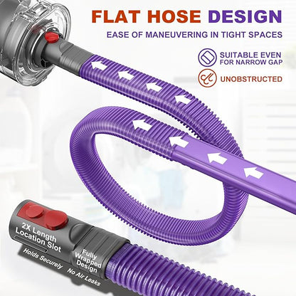 Sealegend Dryer Lint Vacuum Attachment Hose Compatible with Dyson V15 V12 V11 V10 V8 V7 Gen5 Cordless Vacuum Cleaner, Flexible Dryer Vent Cleaner Kit Lint Removal Tool Purple