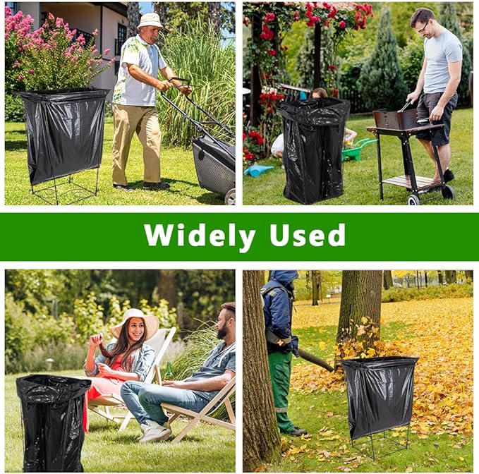 Trash Bag Holder, 30-45 Gallon Portable Leaf Bag Holder, Metal Garbage Bag Holder, S Pattern Trash Bag Holder Stand for Camping, Party, Wedding，Gardening