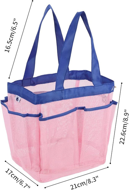 2 Pack Haundry Mesh Shower Caddy Tote Bag Hanging Portable Toiletry Bag College Dorm Essentials Quick Dry Bath Organizer for College Dorms, Gym, Camp for Bathroom Accessories(Sapphire Blue)