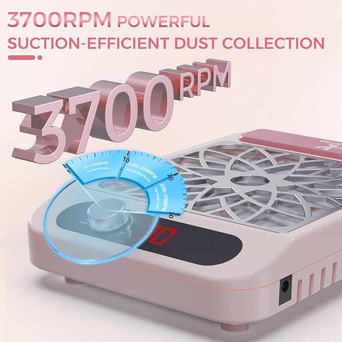 Nail Dust Collector for Nail Techs, Compact & Quiet Nail Vacuum dust Collector with Reusable Filter, Powerful Nail Fan Nail Tech Must Haves for Gel Polish, Pedicures, Salon & Home Use