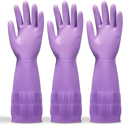 FMP Brands 3/6/12/60 Pairs 15 Inch Extra Long Rubber Dishwashing Gloves - Non-Slip for Cleaning, Kitchen, Bathroom, Gardening