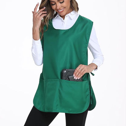 Xeoxarel Unisex Cobbler Apron with 3 Pockets, Smock Vest Apron, Suitable for Cooking，Kitchen，Garden，Hairstylist，Cleaning，Art