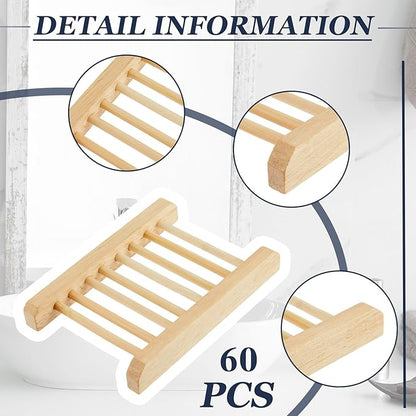 Rtteri 120 Pcs Soap Saver Bags & Bamboo Soap Holder Set Exfoliating Sisal Soaps Washing Bags Self Draining Wooden Bar Soaps Dish for Shower Bath Toilet Kitchen Restaurant